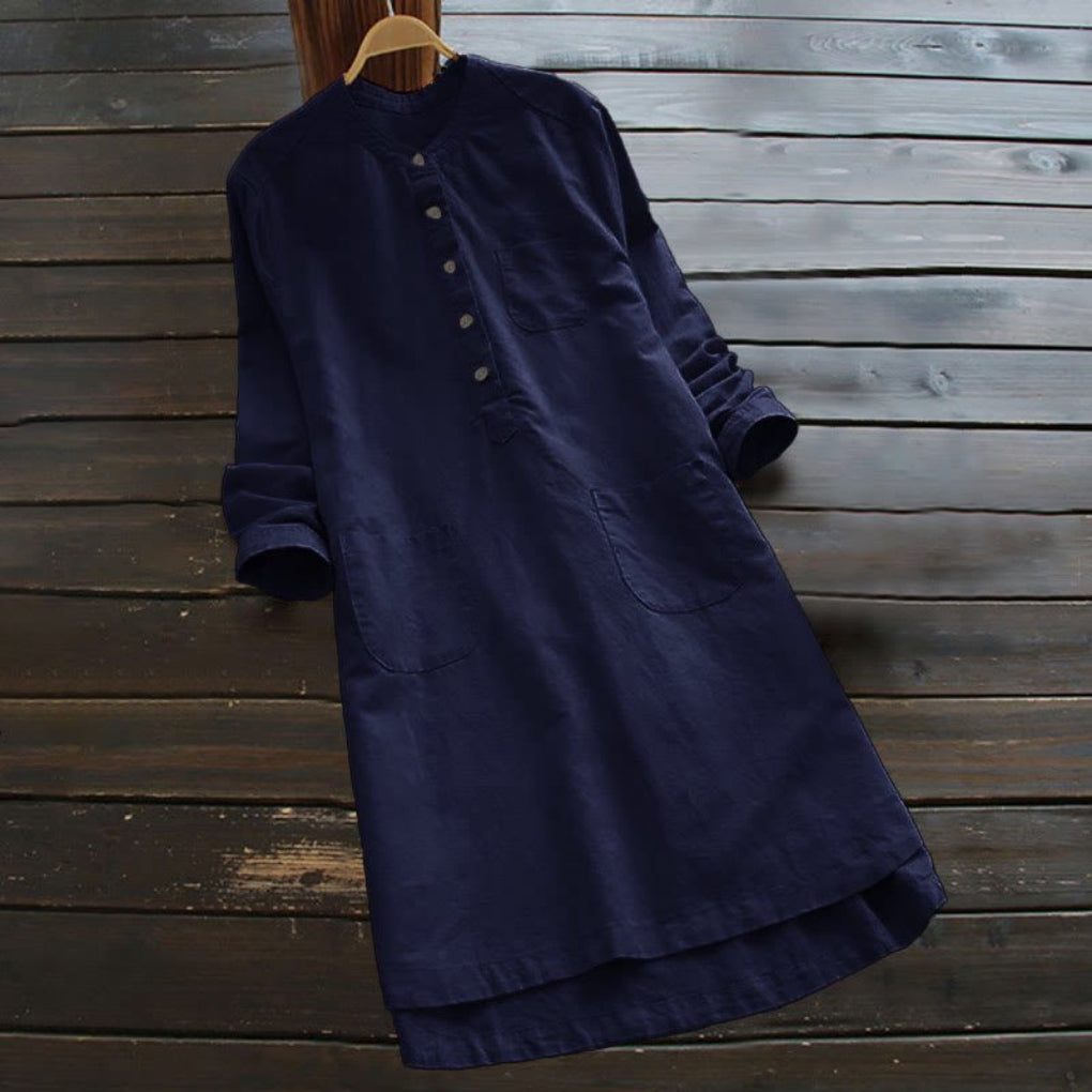 Women's Shirt Dress with Pockets and Buttons