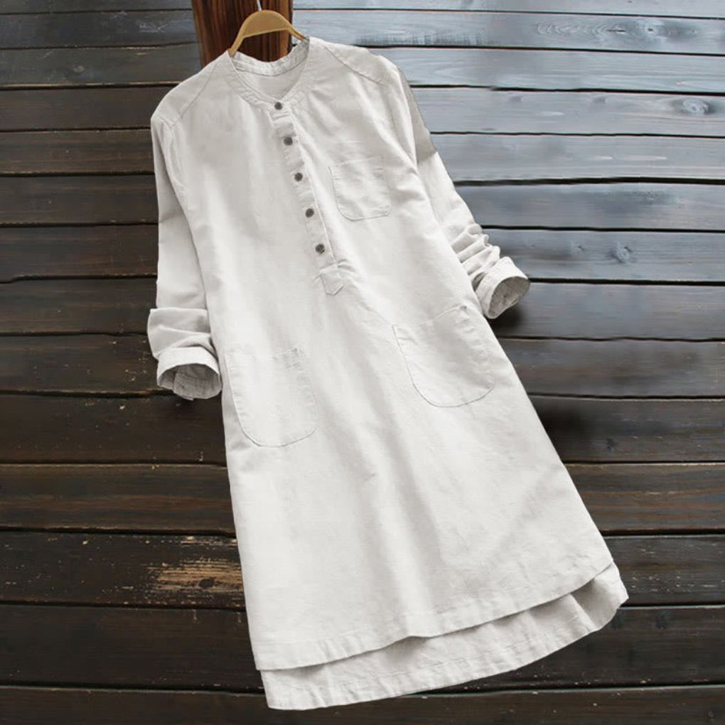 Women's Shirt Dress with Pockets and Buttons
