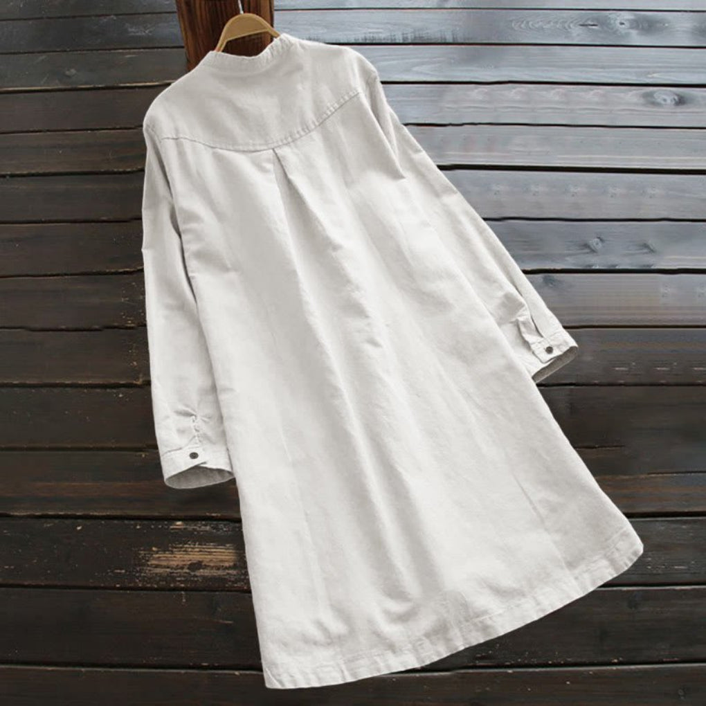 Women's Shirt Dress with Pockets and Buttons