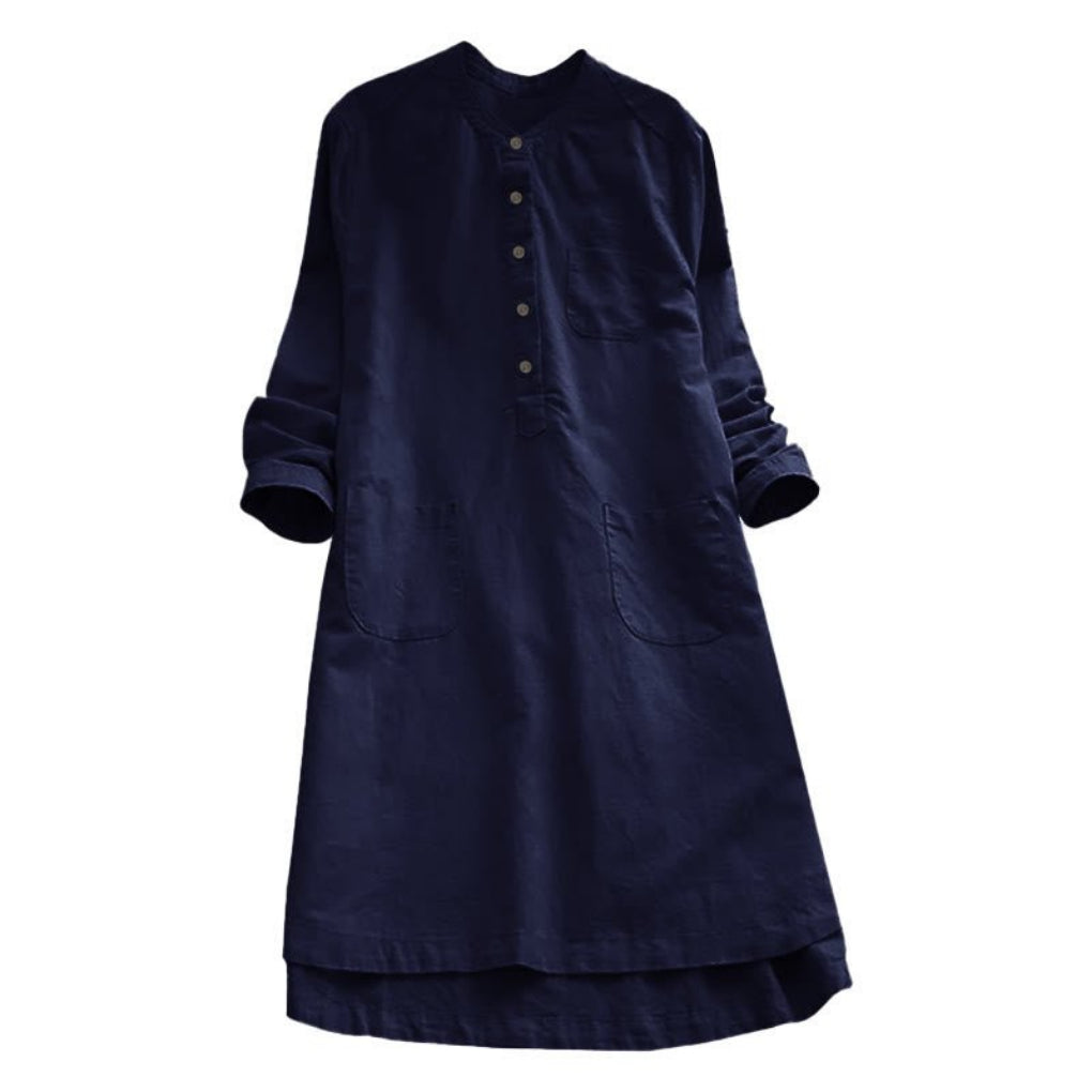 Women's Shirt Dress with Pockets and Buttons