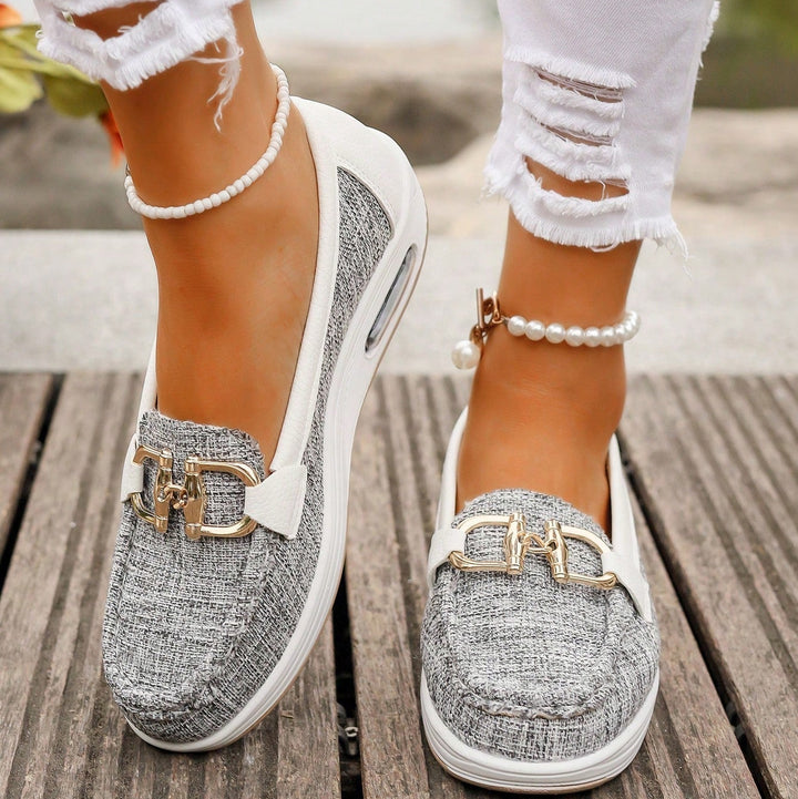Women's Flat Buckle Loafers with Slip-Resistant Sole