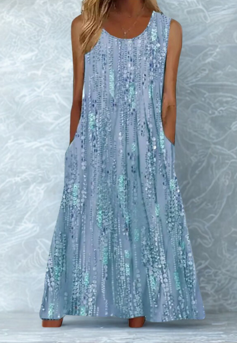 Women’s Sleeveless Midi Dress with Sequin Design